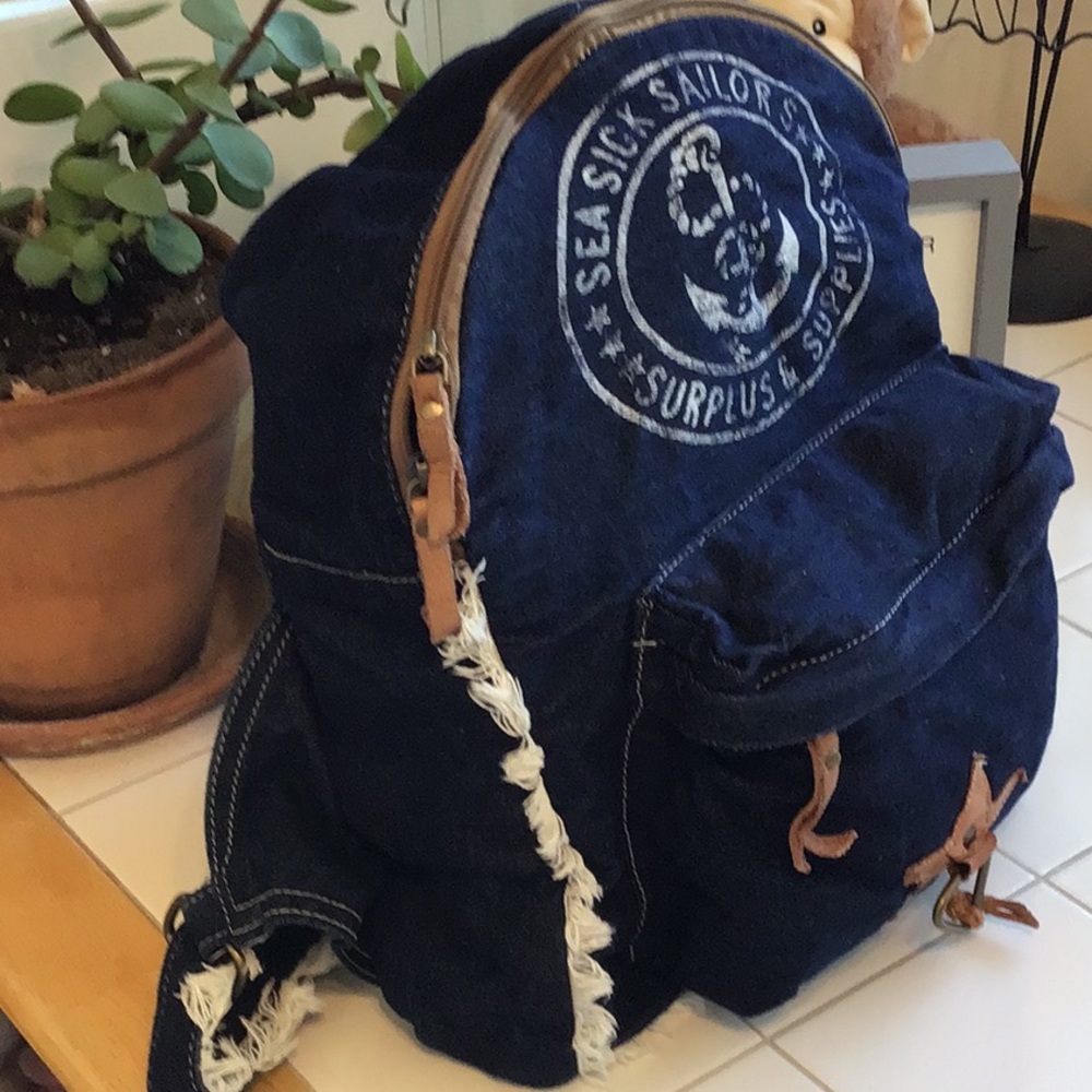 Sea Sick Sailor Canvas Backpack (#10) - Picture 4 of 8